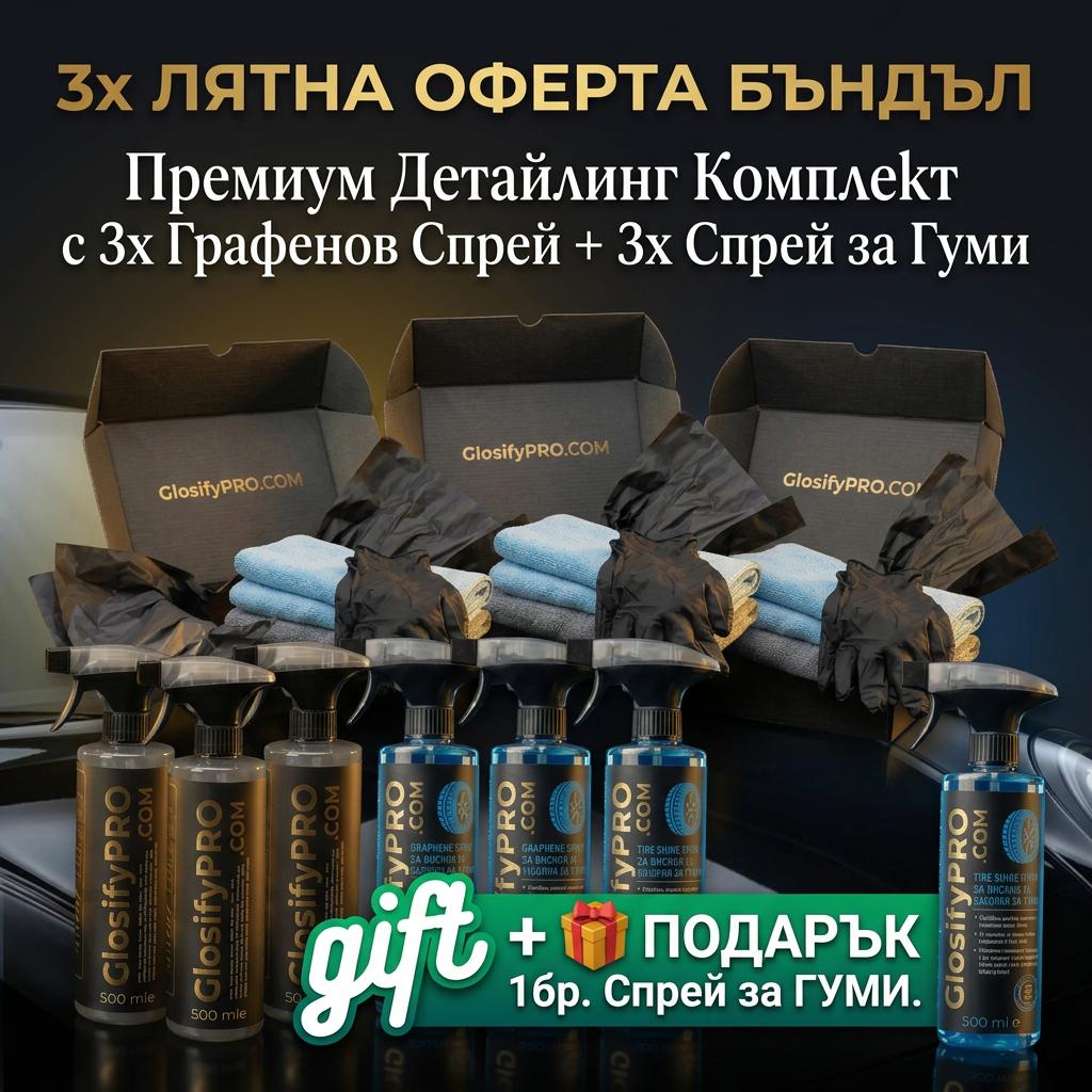 ЛЯТНА ОФЕРТА ДЕТАЙЛИНГ КОМПЛЕКТ + СПРЕЙ ЗА ГУМИ
