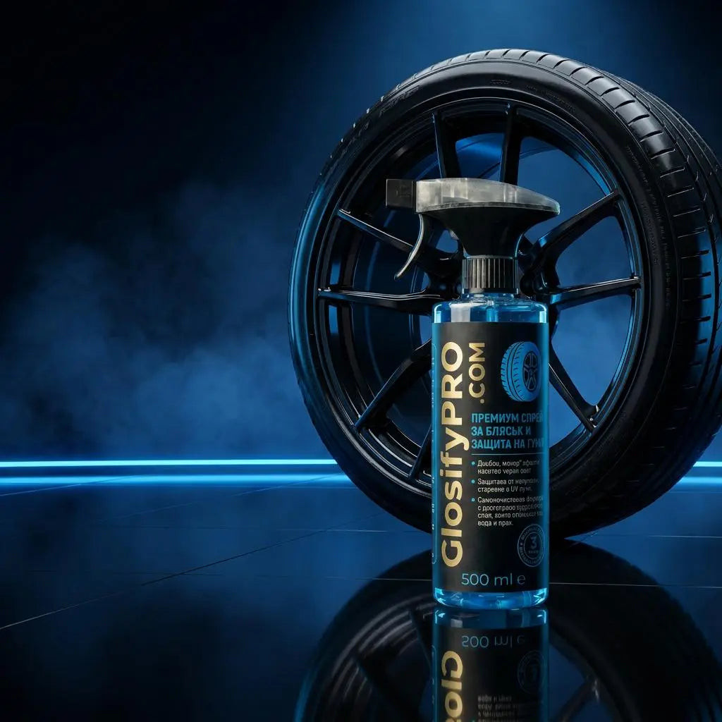 GlosifyPRO – Премиум спрей за блясък и защита на гуми (500ml) GlosifyPRO.COM